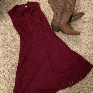 Burgundy lace dress
